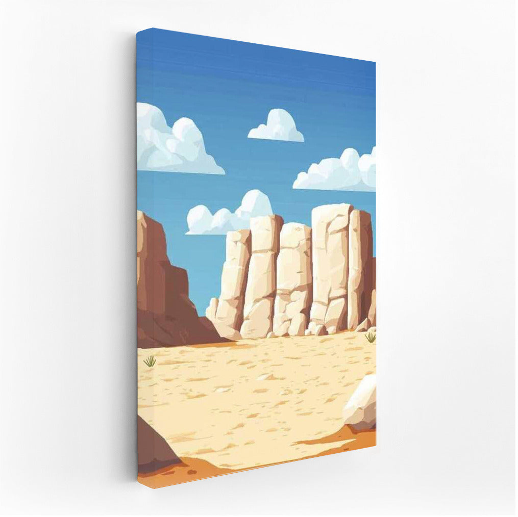 Serene Desert with White Rocks: Minimalism