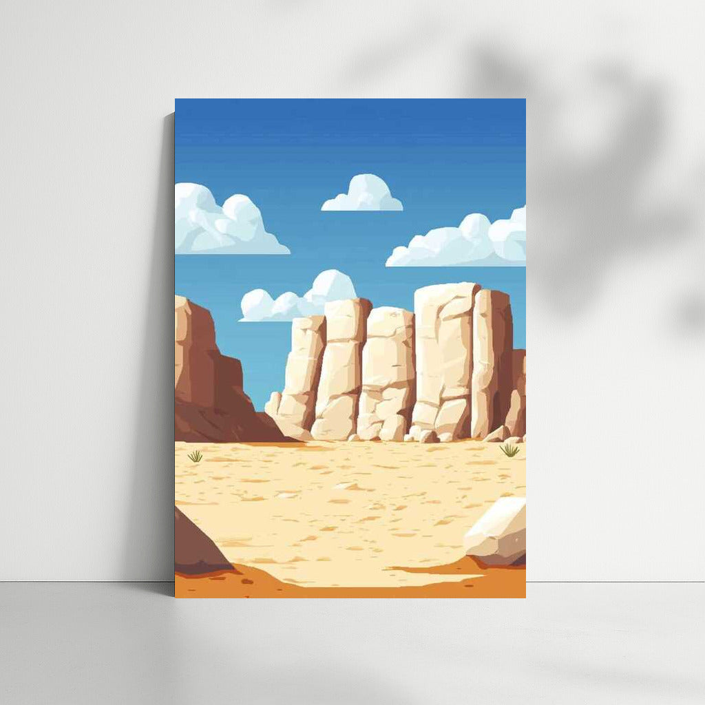 Serene Desert with White Rocks: Minimalism