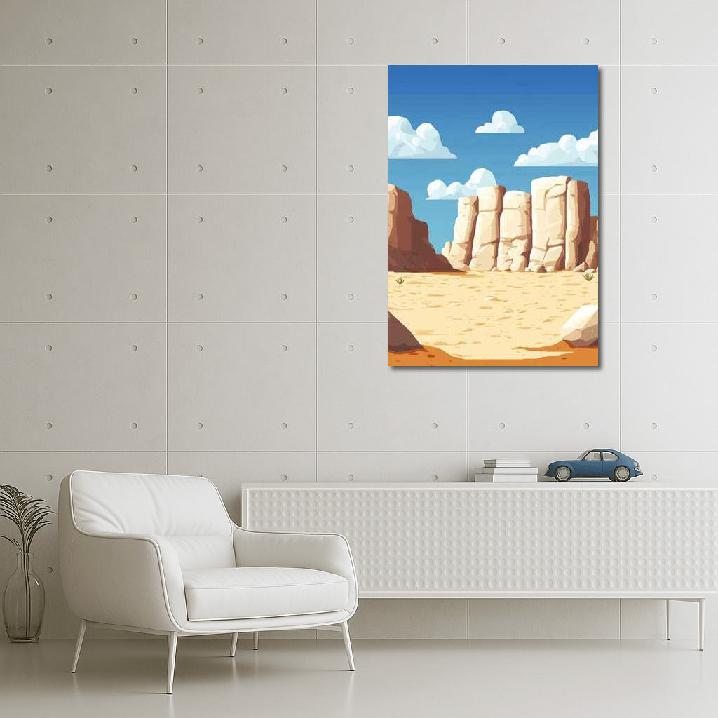 Serene Desert with White Rocks: Minimalism