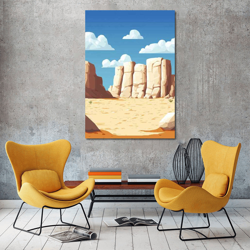 Serene Desert with White Rocks: Minimalism