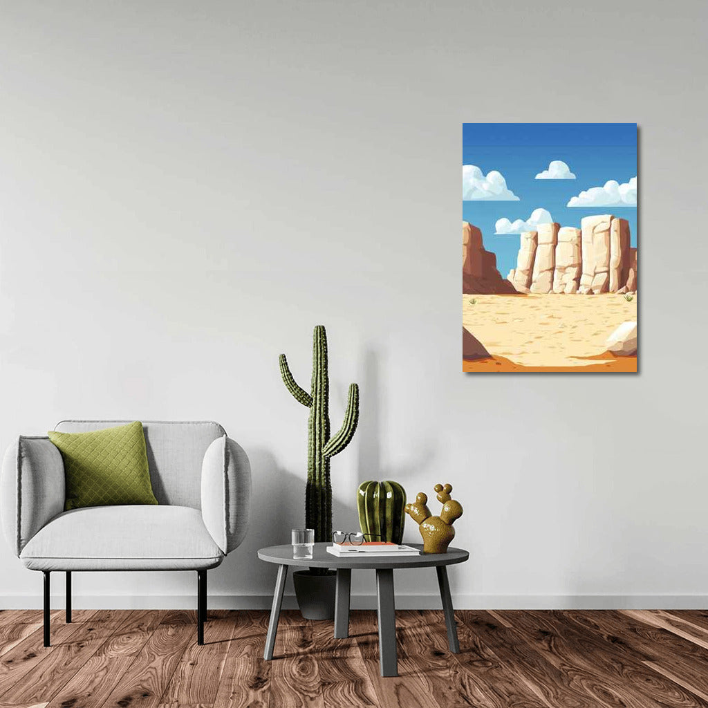 Serene Desert with White Rocks: Minimalism