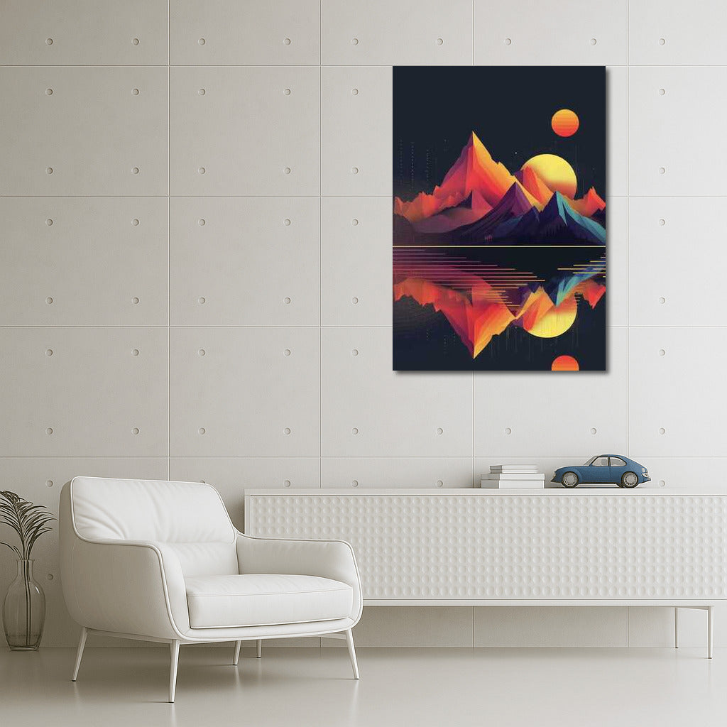 Sunset Mountains Glow: Elegant Minimalism