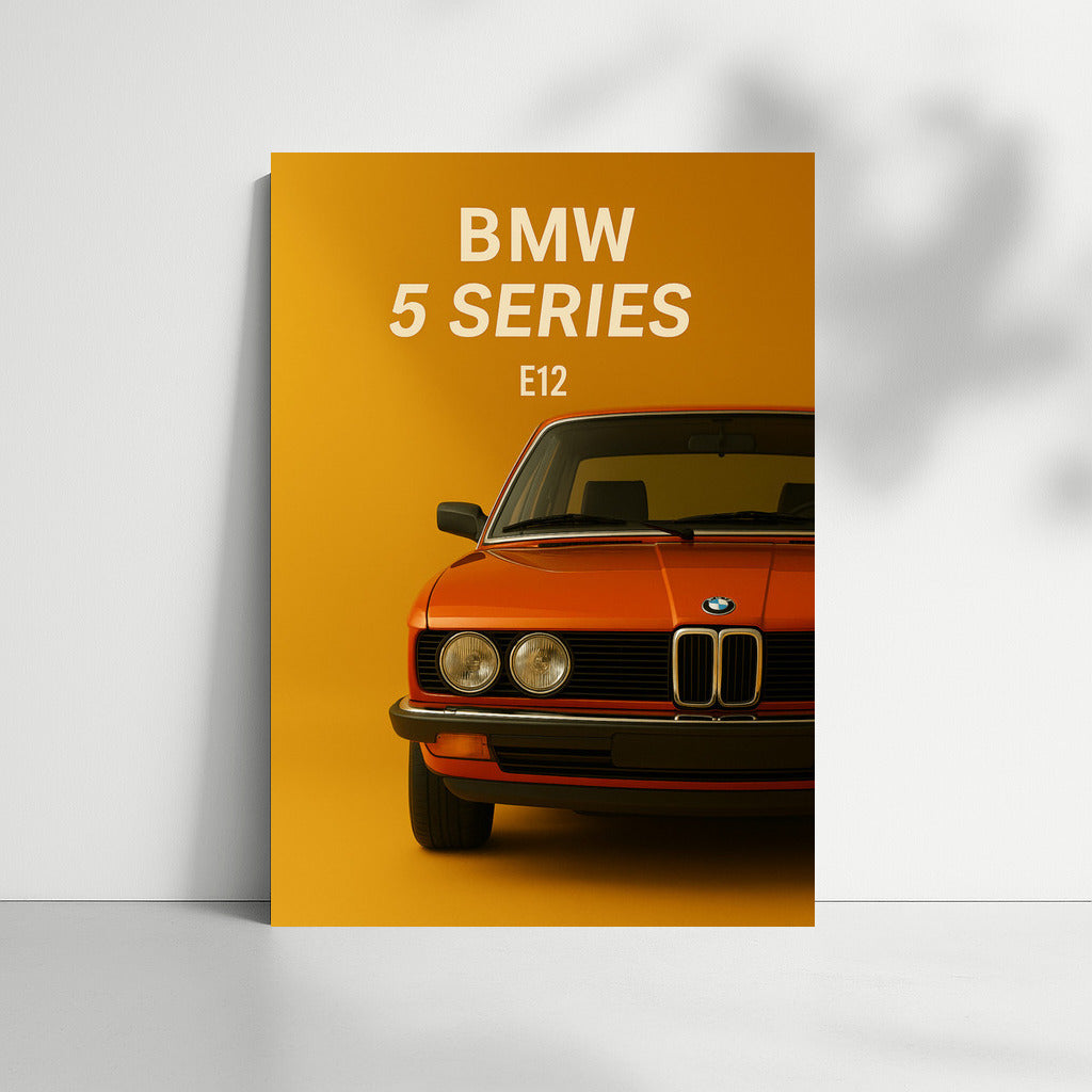 Bold BMW 5 Series E12 Sedan Silhouette: Wall Art for BMW Lovers