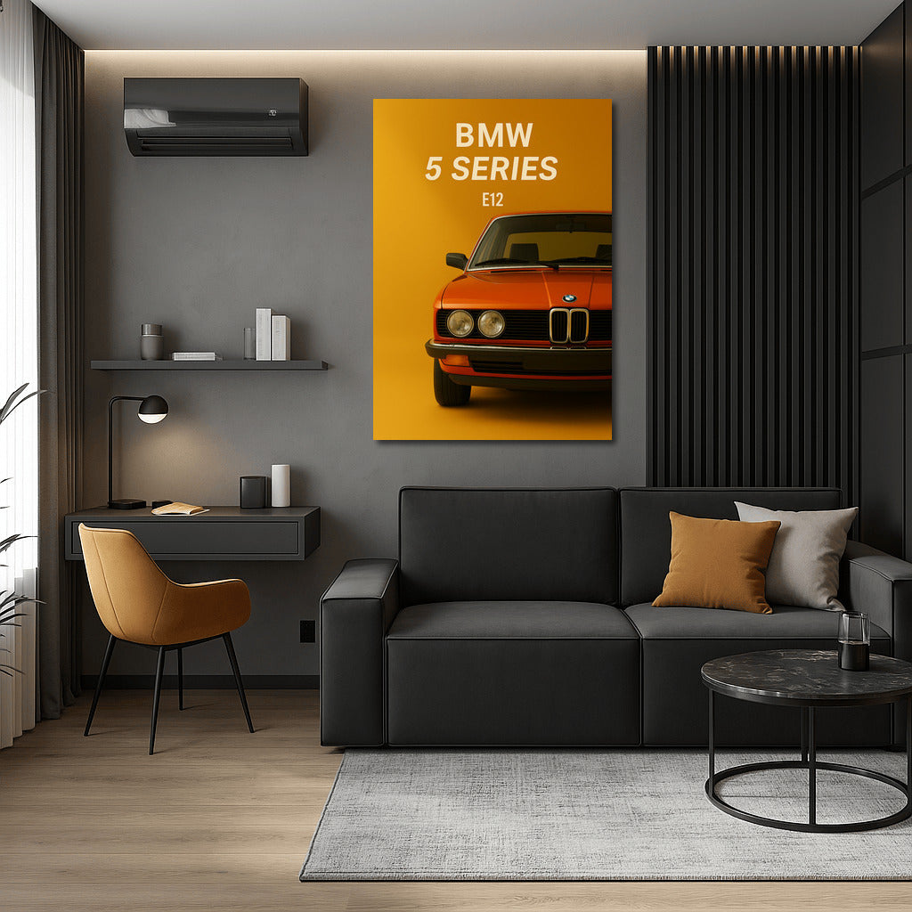 Bold BMW 5 Series E12 Sedan Silhouette: Wall Art for BMW Lovers