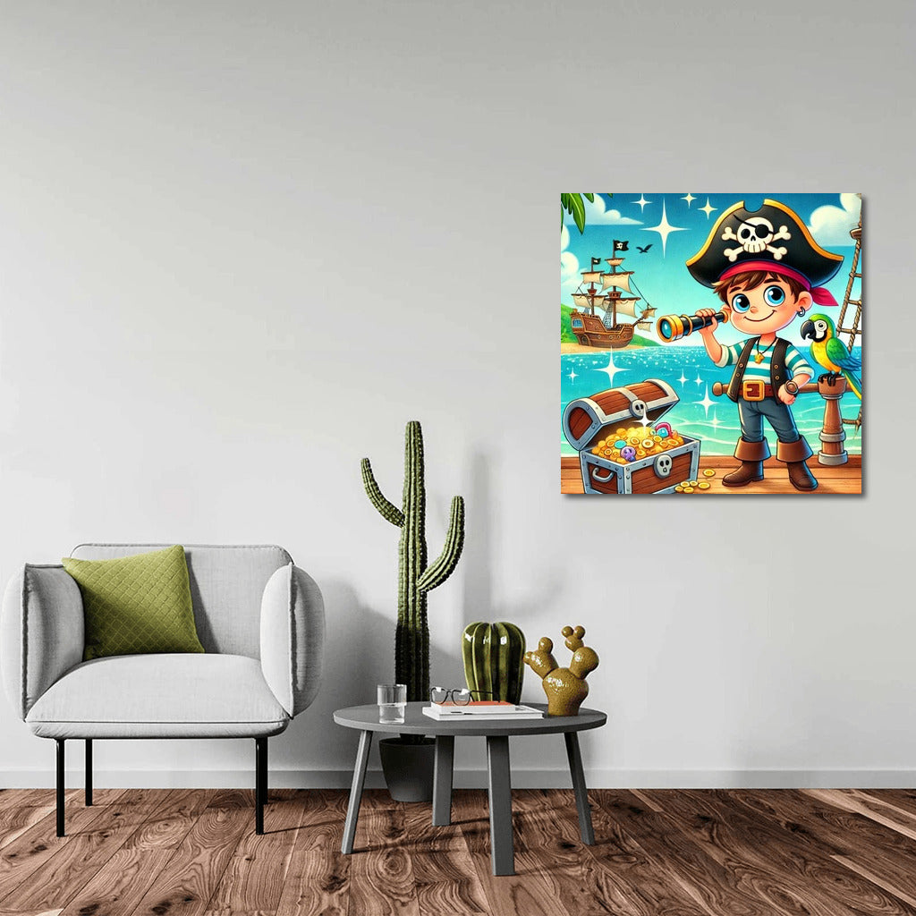 Pirate Adventures: Young Captain and Parrot on Treasure Island