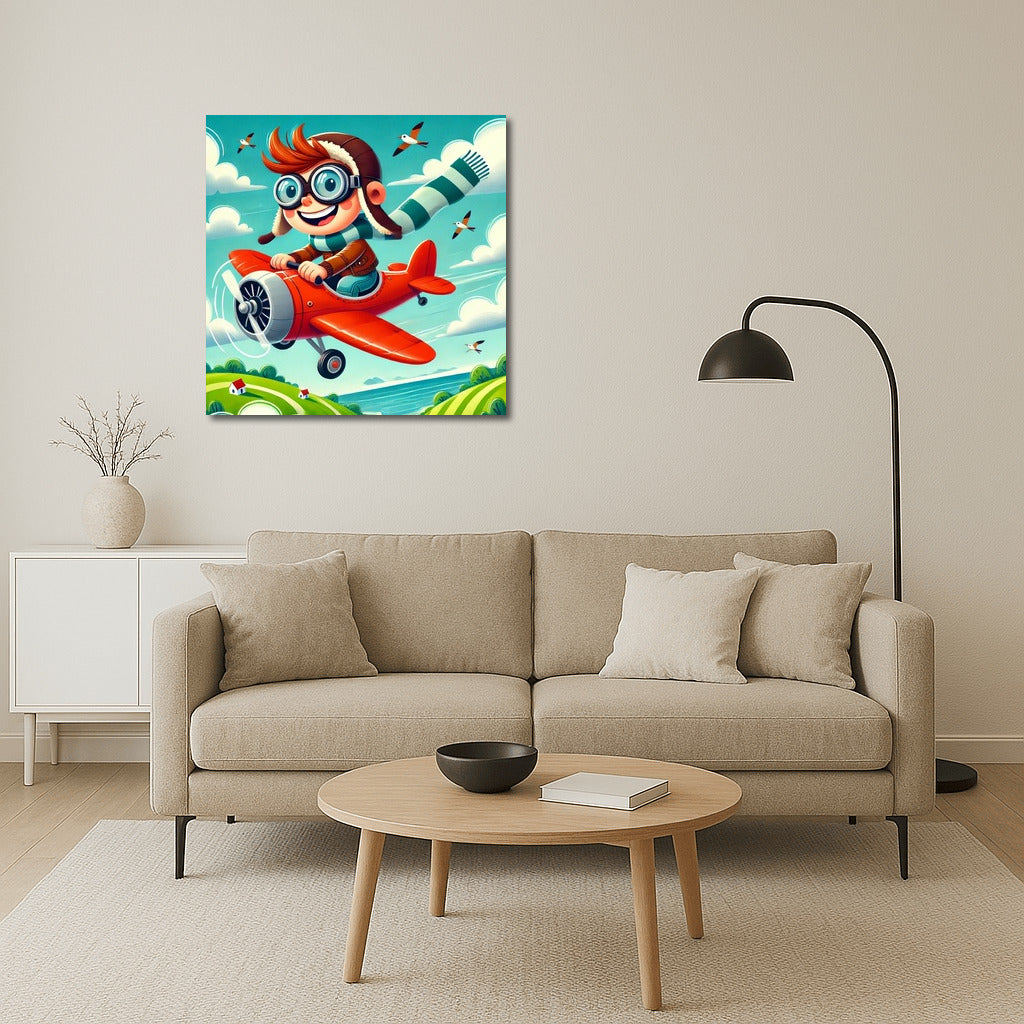 Brave Pilot on Red Plane: Adventures in the Sky for Boys