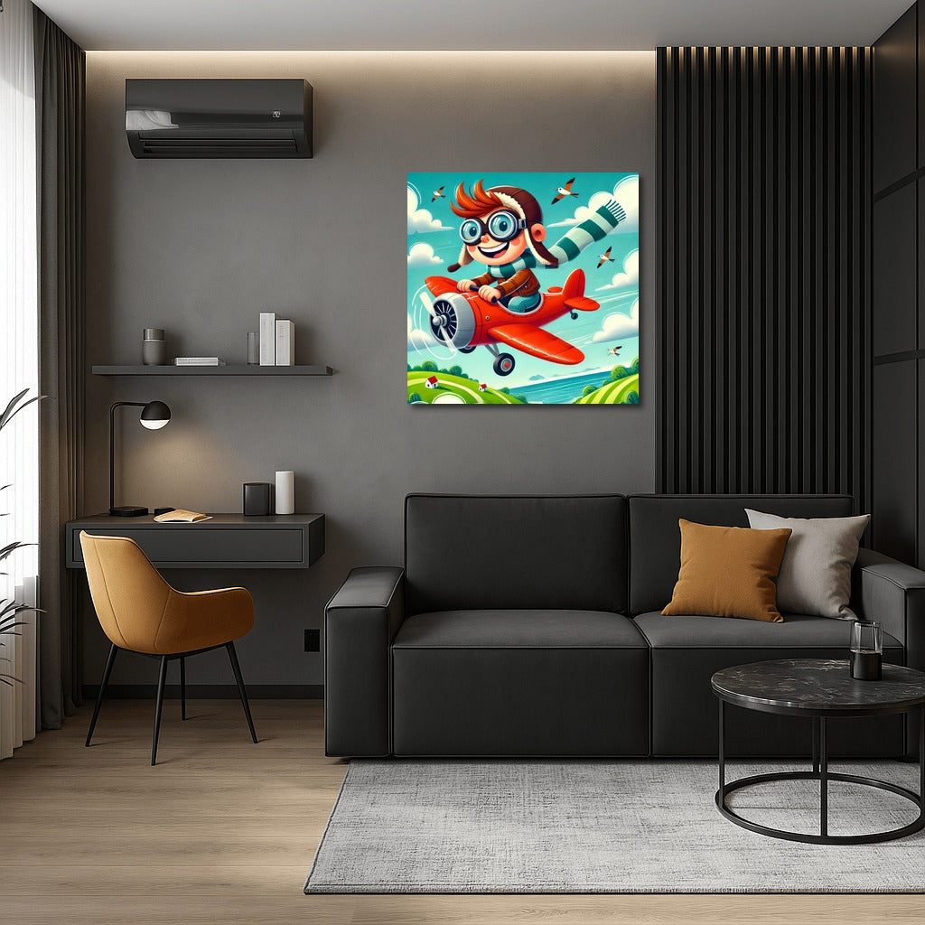 Brave Pilot on Red Plane: Adventures in the Sky for Boys