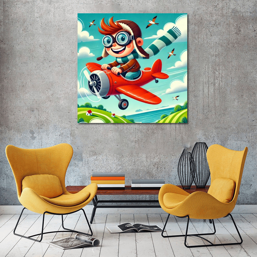Brave Pilot on Red Plane: Adventures in the Sky for Boys