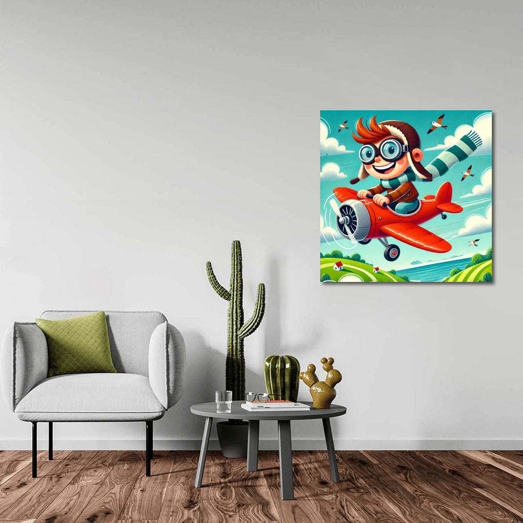 Brave Pilot on Red Plane: Adventures in the Sky for Boys
