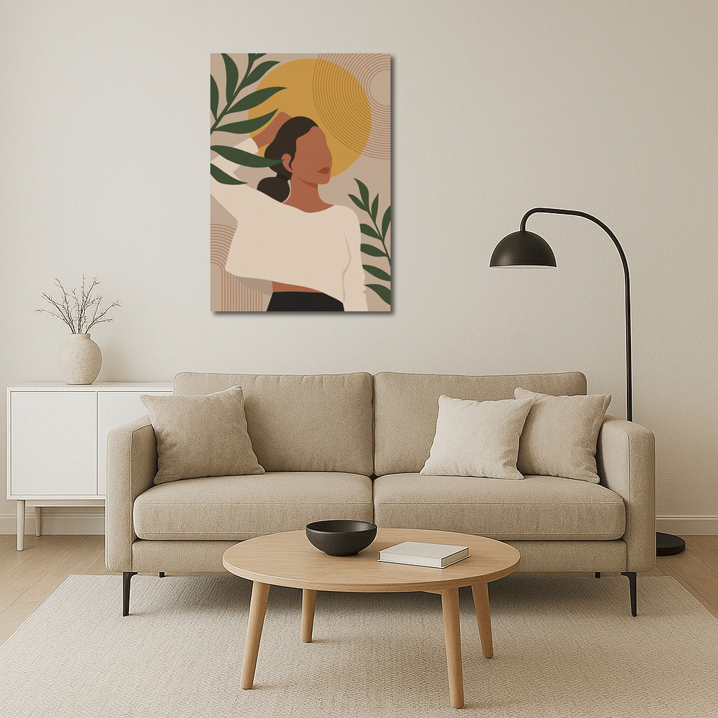 Boho Warmth: Natural Harmony and Mysterious Figure
