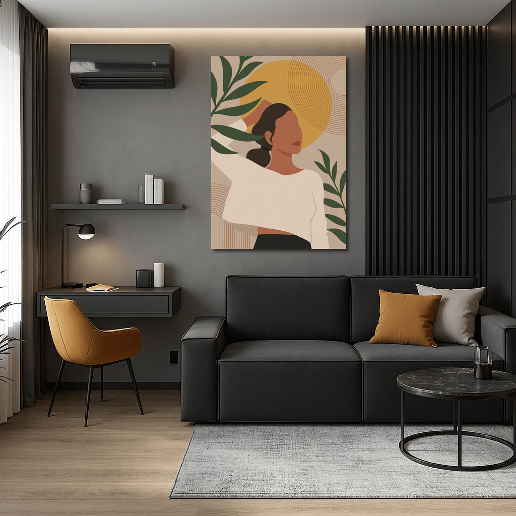 Boho Warmth: Natural Harmony and Mysterious Figure