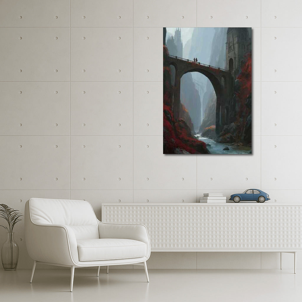 Fantasy Architectural Bridge: Majestic Arch Between Rocks