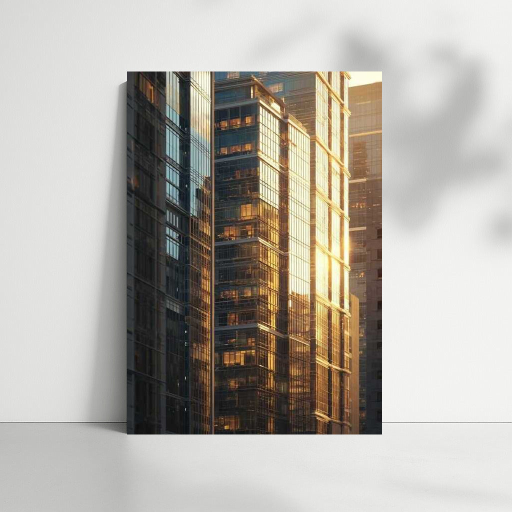 Golden Glow of Glass Giants: Modern Architecture and Buildings