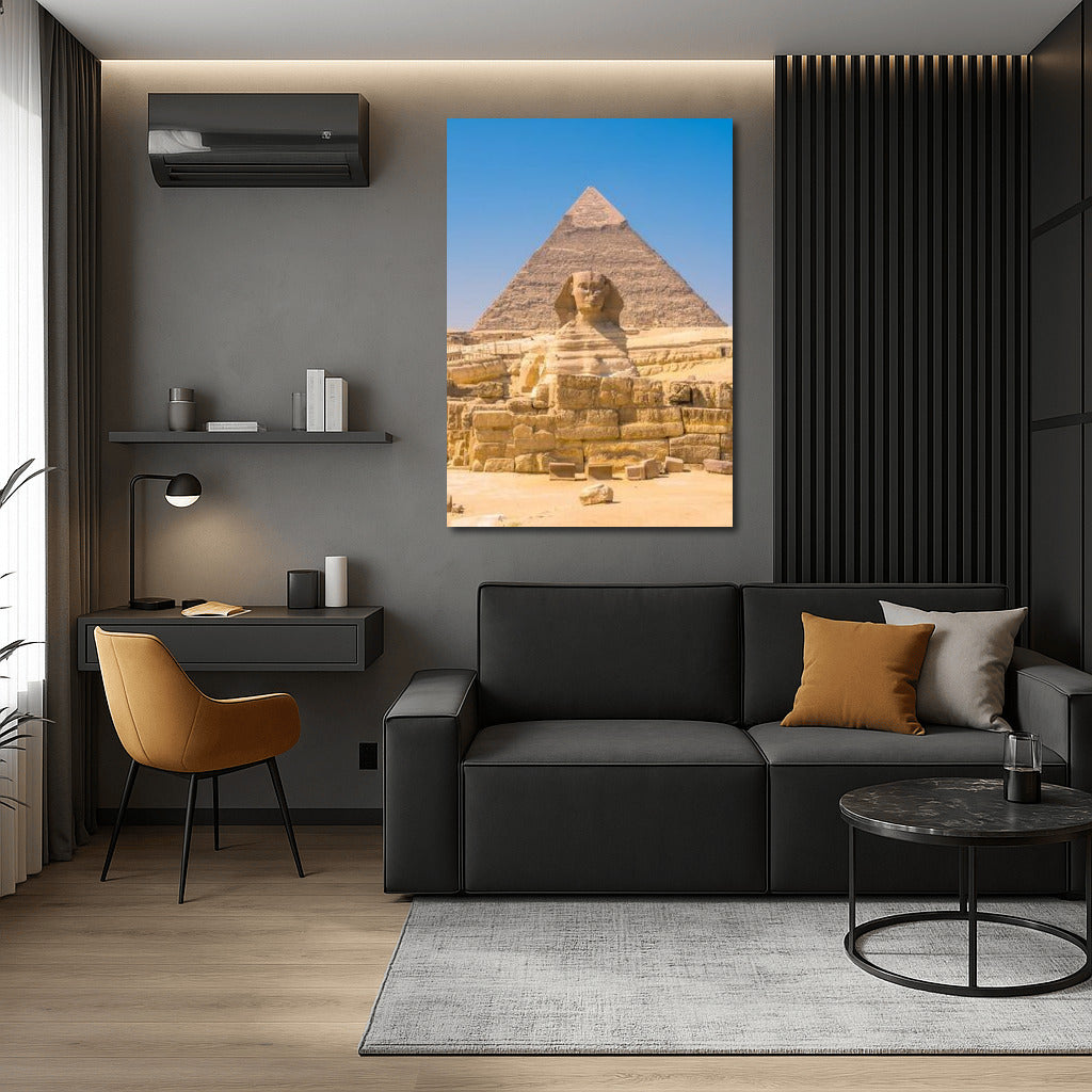 The Grandeur of Egypt: Pyramids and Sphinx in the Desert Sun