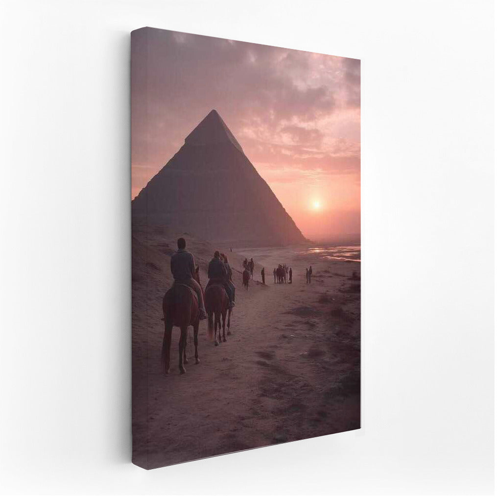 Scarlet Sunset over the Pyramids of Egypt