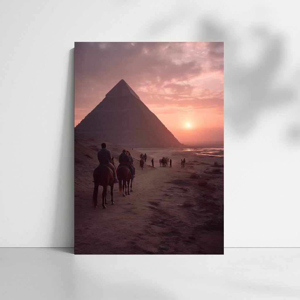 Scarlet Sunset over the Pyramids of Egypt