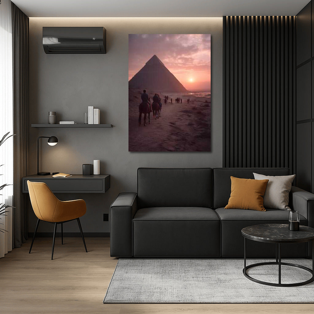 Scarlet Sunset over the Pyramids of Egypt