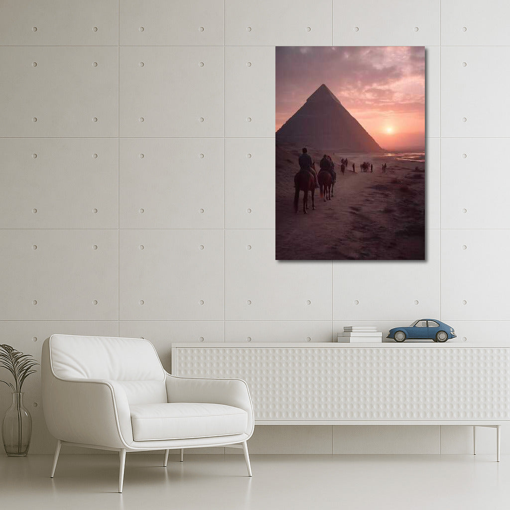 Scarlet Sunset over the Pyramids of Egypt