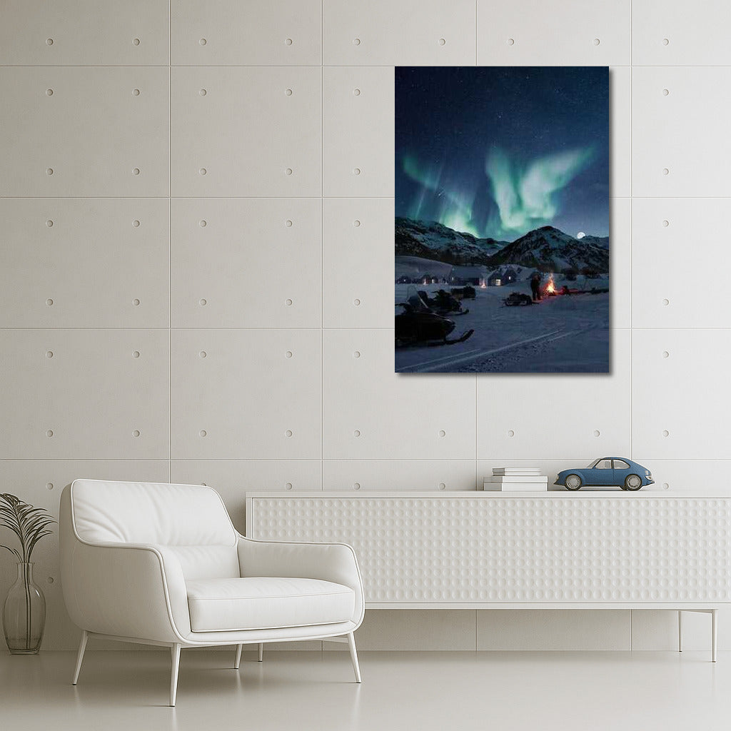 Northern Lights over Finland's Snowy Huts