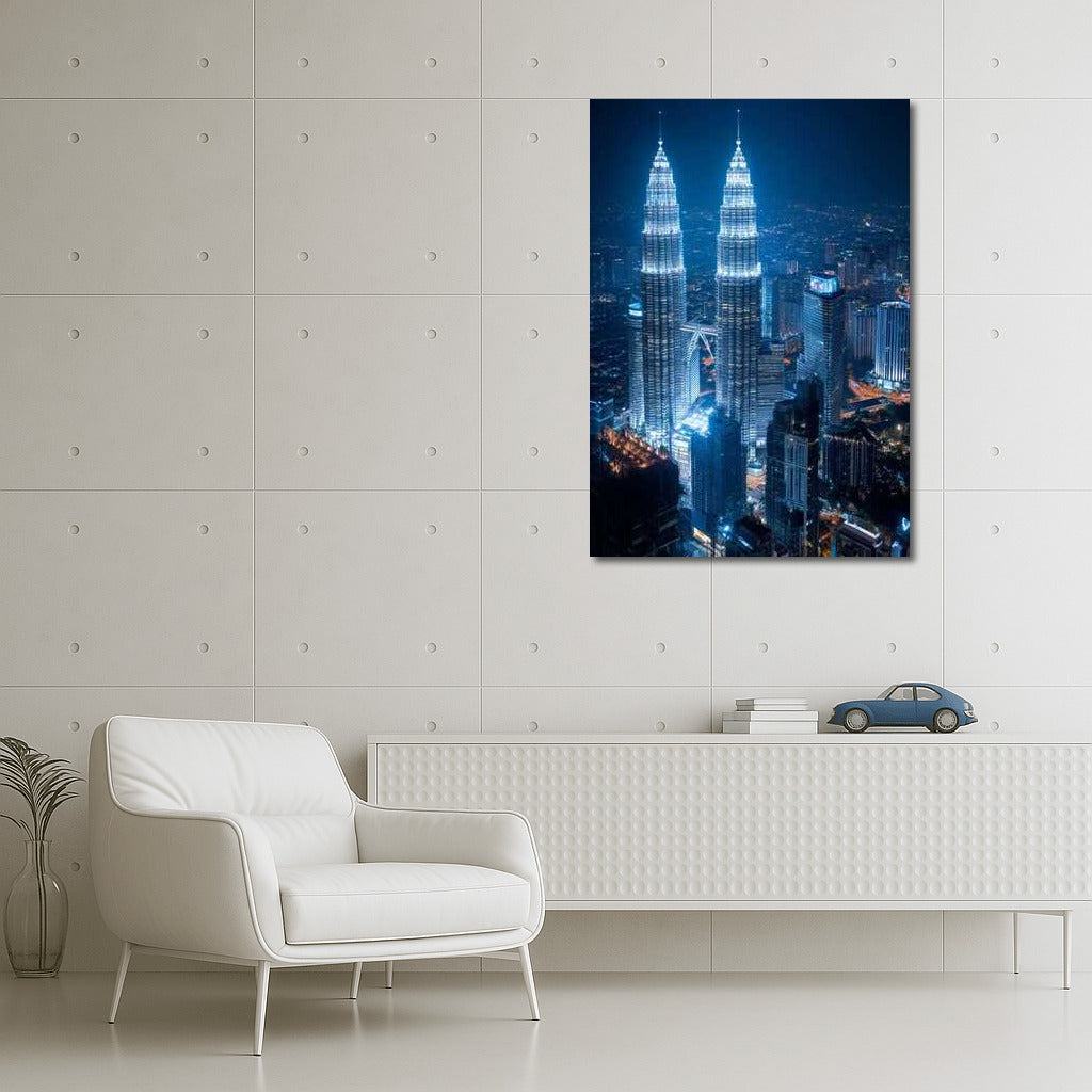 Night Magic of the Petronas Twin Towers: Modern Kuala Lumpur, Malaysia