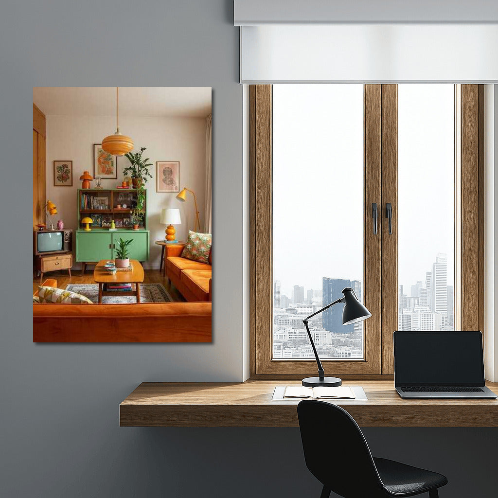 Warmth of Retro Living Room: Cozy Interior