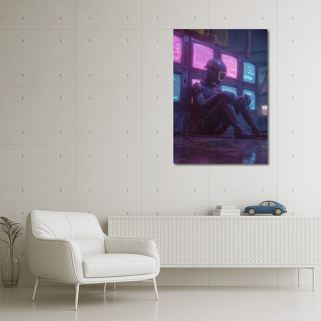 Cyborg in Neon Rain: Cyberpunk World of Screens