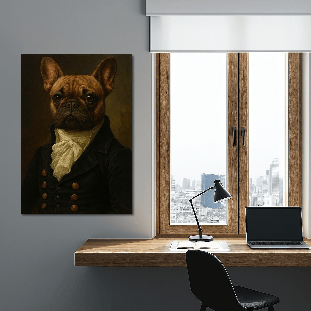 Bulldog in Period Costume: Dark Academia Elegance