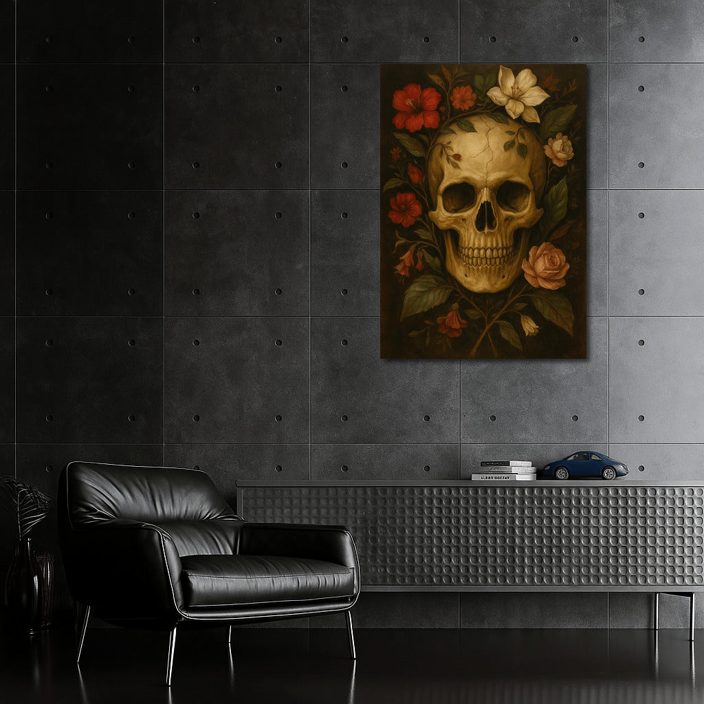 Skull and Flowers: Dark Academia Aesthetics