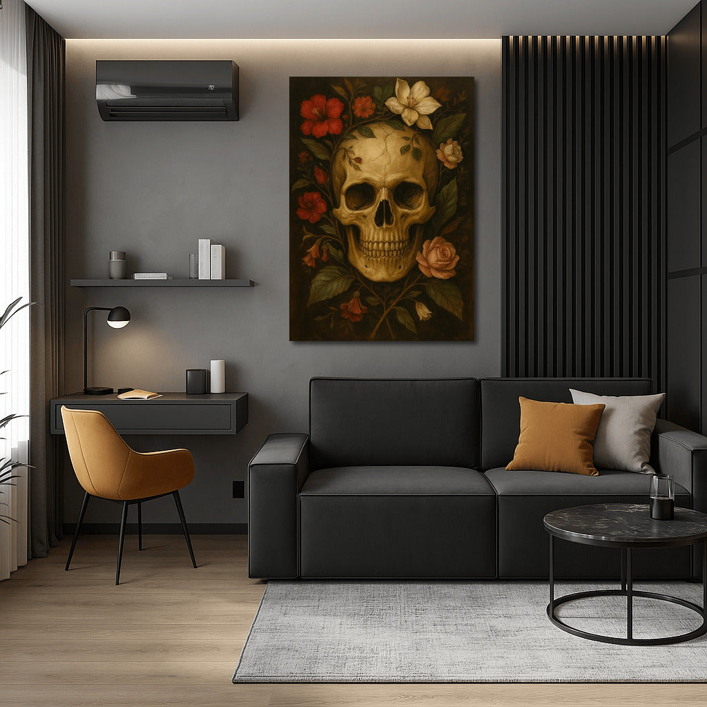 Skull and Flowers: Dark Academia Aesthetics