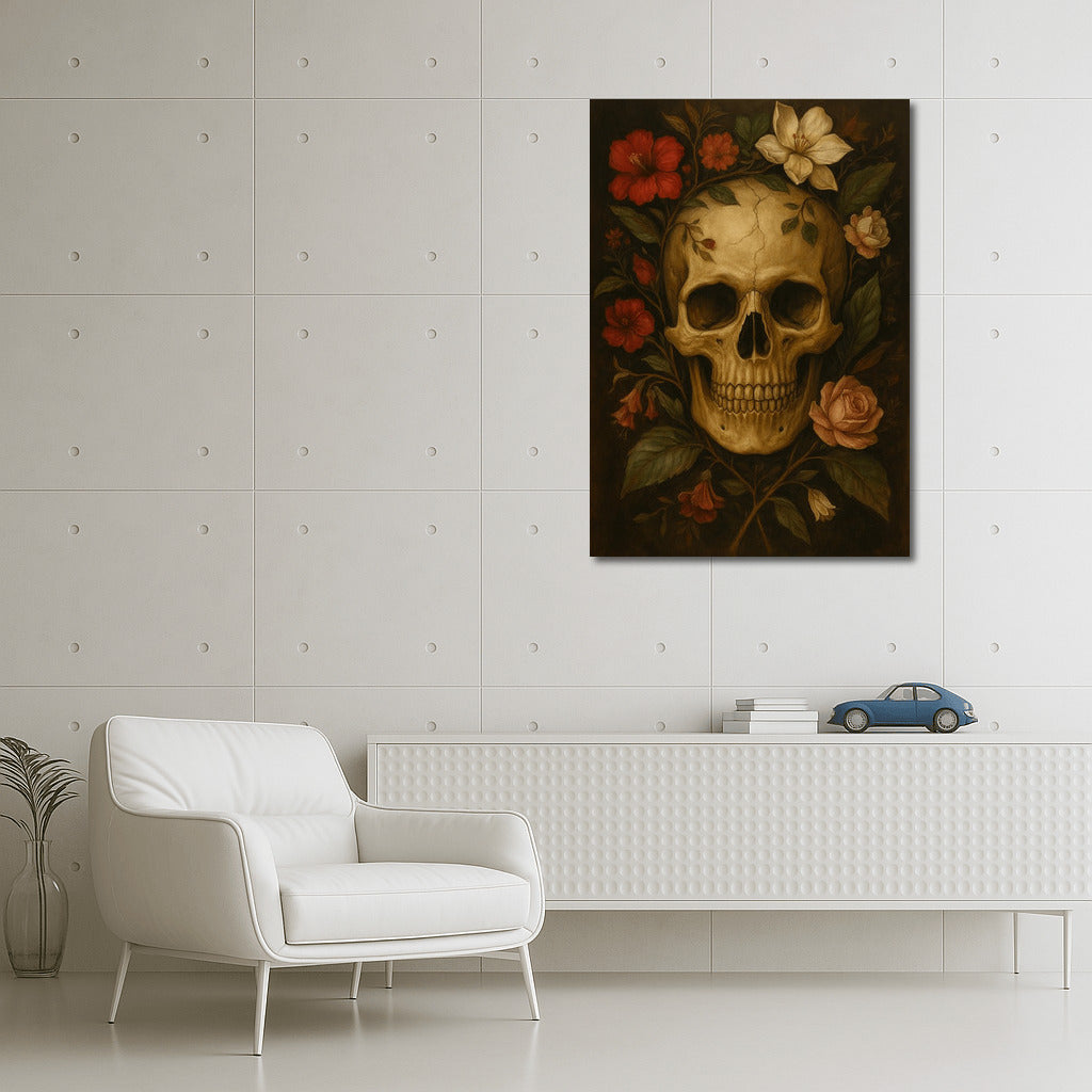 Skull and Flowers: Dark Academia Aesthetics