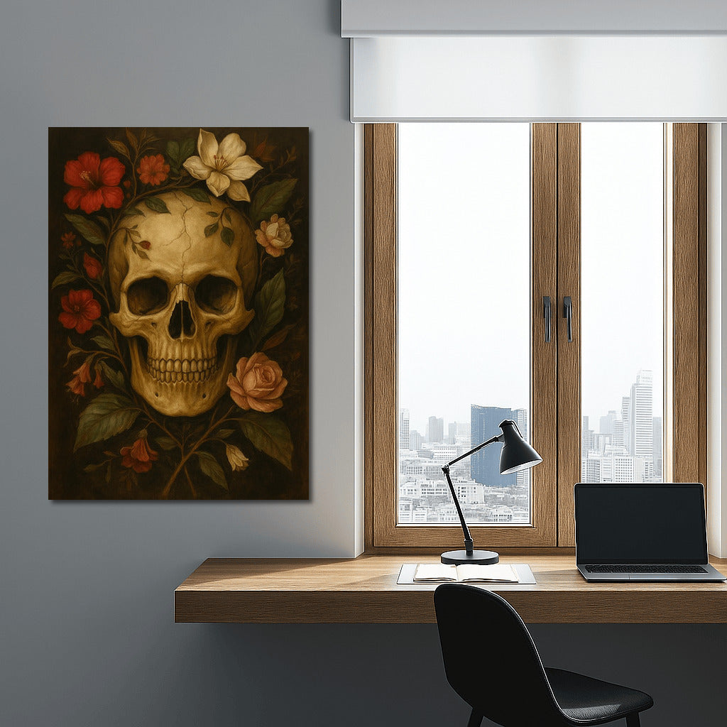 Skull and Flowers: Dark Academia Aesthetics