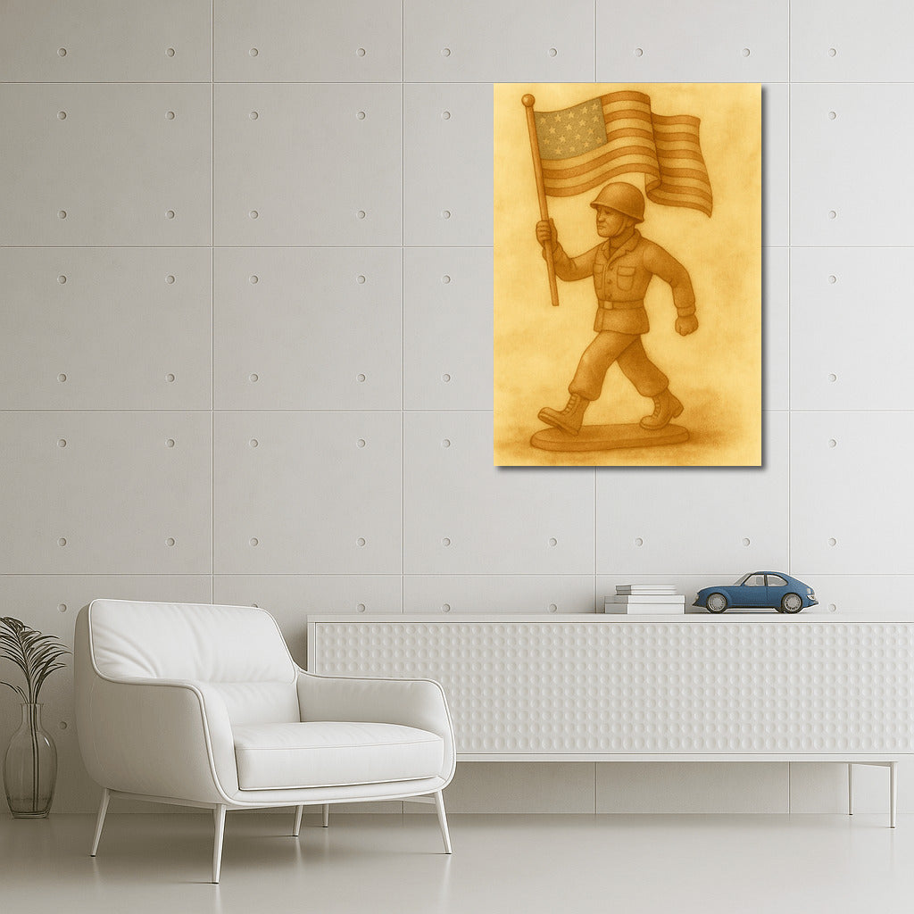 Strength and Honor: Soldier with a Banner - Military Veterans