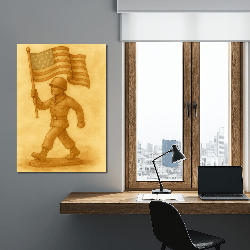 Strength and Honor: Soldier with a Banner - Military Veterans