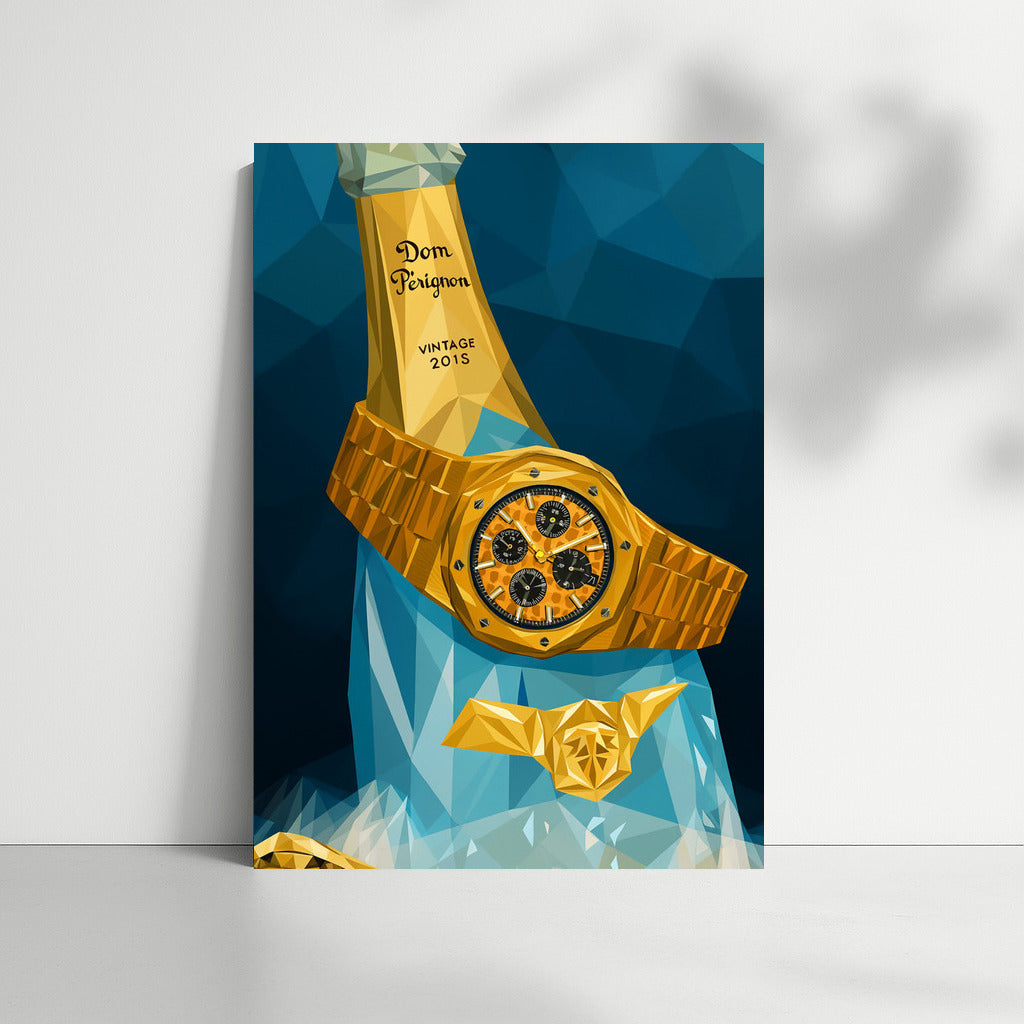 Luxury Time: Gold Watches and Champagne