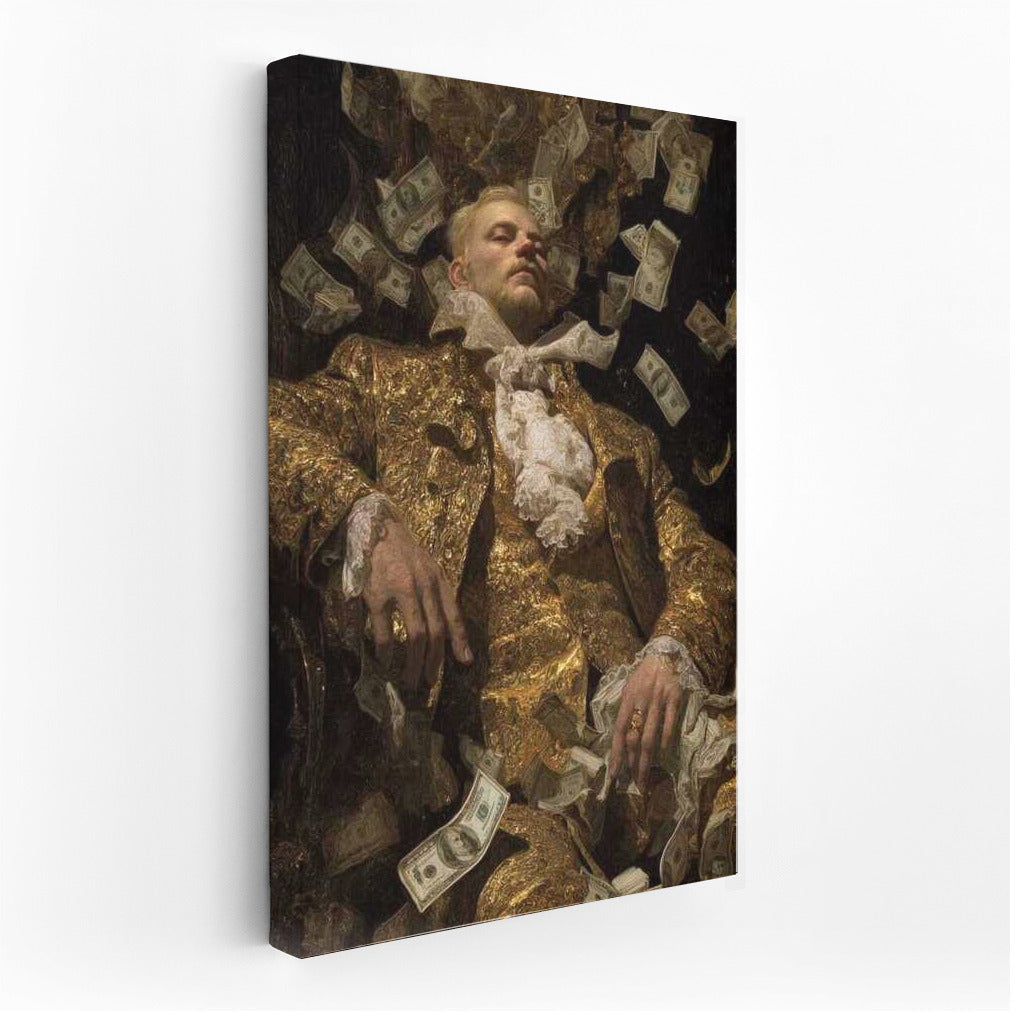 Golden Rain of Abundance: Character Surrounded by Falling Banknotes