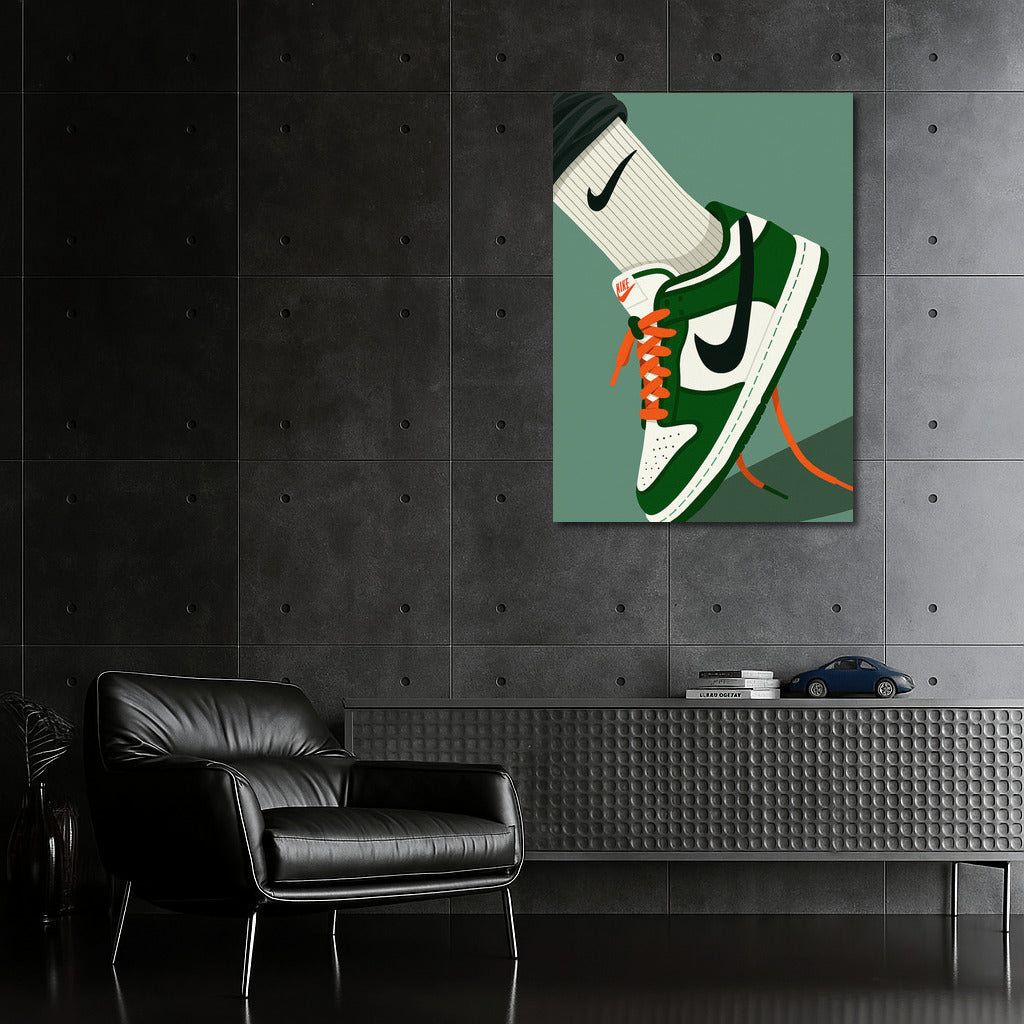 Bright and Moving: The Iconic Nike Sneakers on the Wall