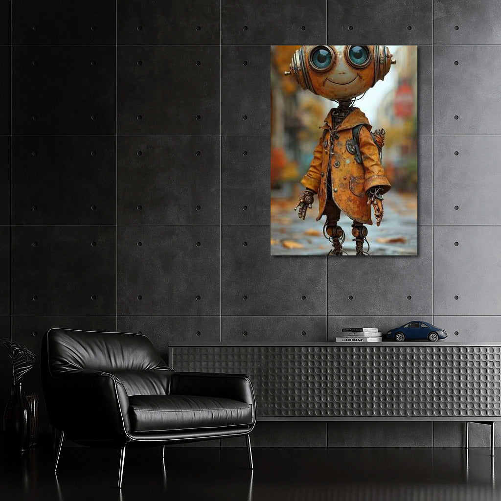 Mechanical Gentleman in Retro Coat: Steampunk Charm
