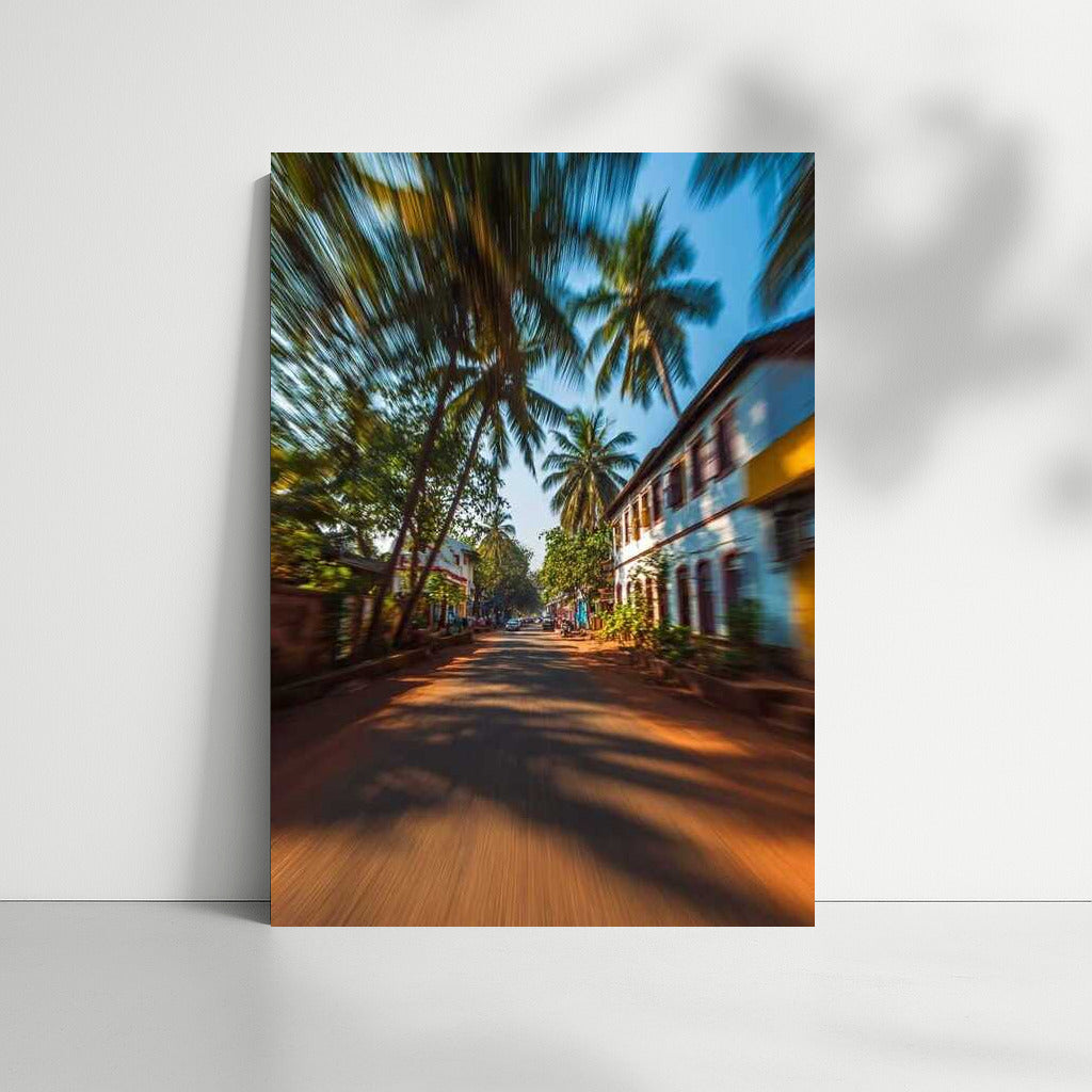 Sunny Street with Palm Trees: Dynamics of Architectural Landscape