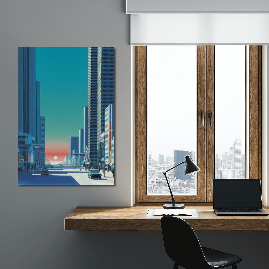 Sunset Glow Between Skyscrapers: Modern Urban Magic
