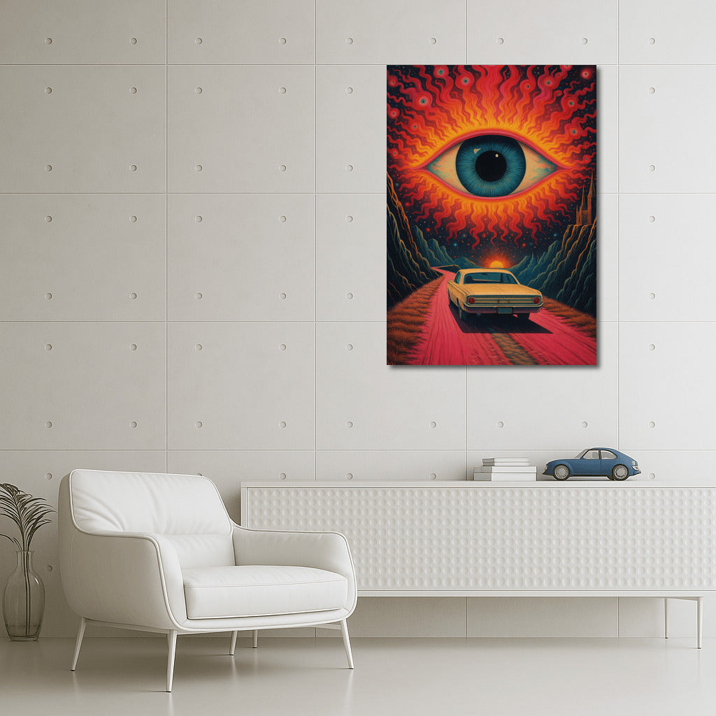 Hypnotic Gaze: A Psychedelic Journey into a Retro Car