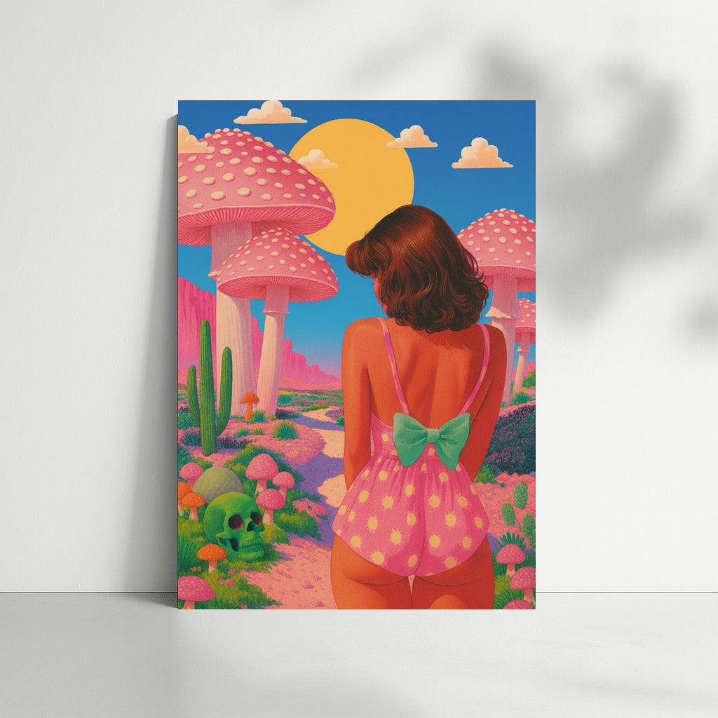 Moon Walk Among Giant Mushrooms: Trippy Dreamscape