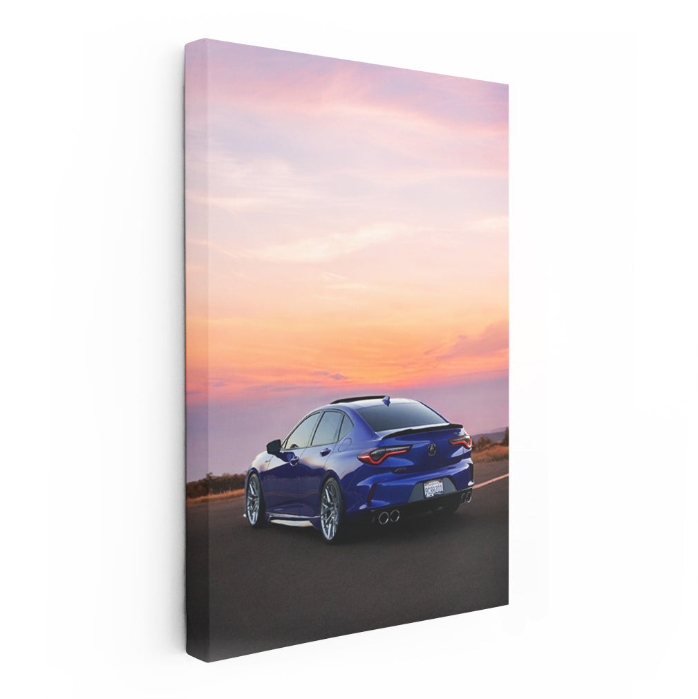 Acura in Blue at Sunset - Sleek and Stylish Ride