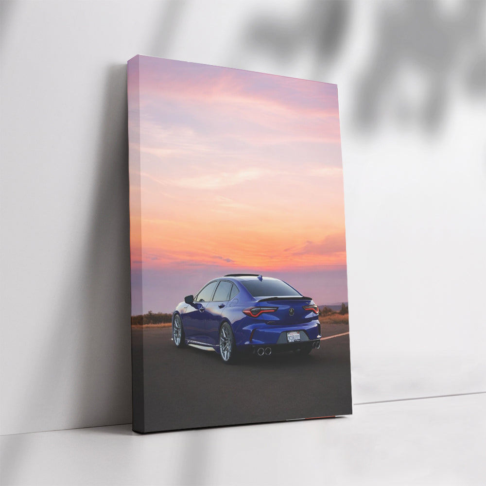 Acura in Blue at Sunset - Sleek and Stylish Ride