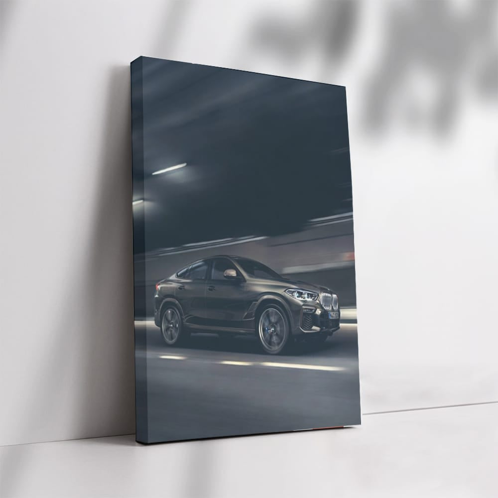 BMW X6 M in Motion - Sleek Dark Grey Powerhouse