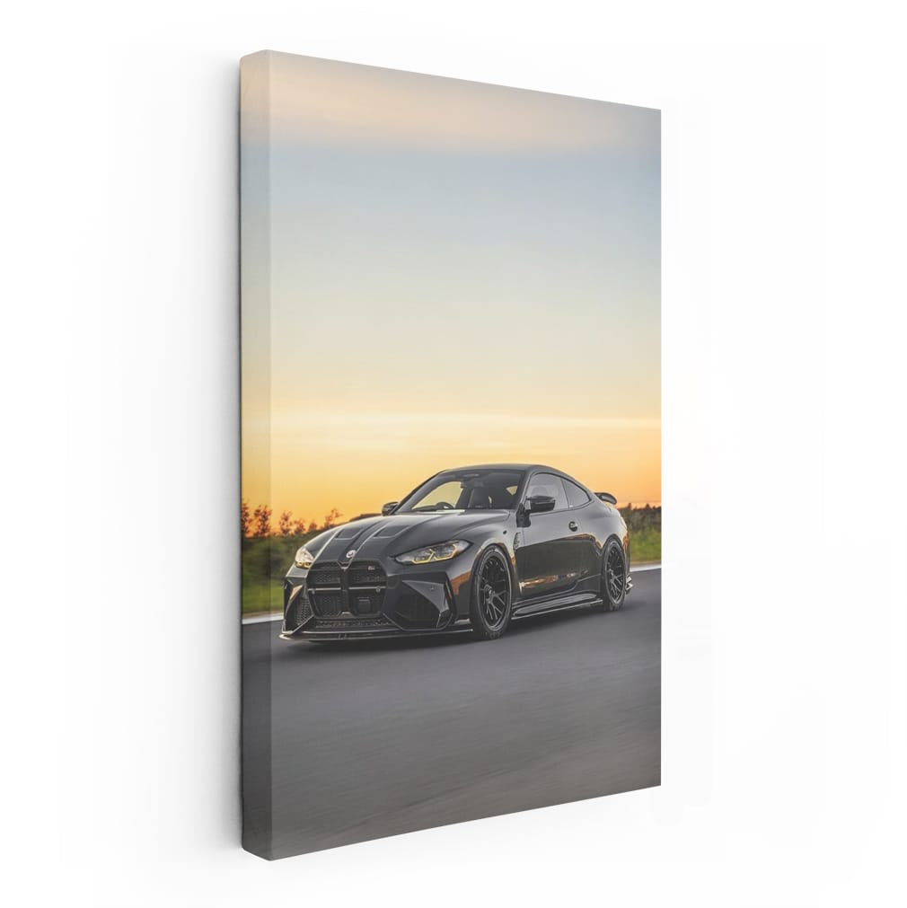 Sunset Silhouette: Black BMW M4 - Power Meets Elegance