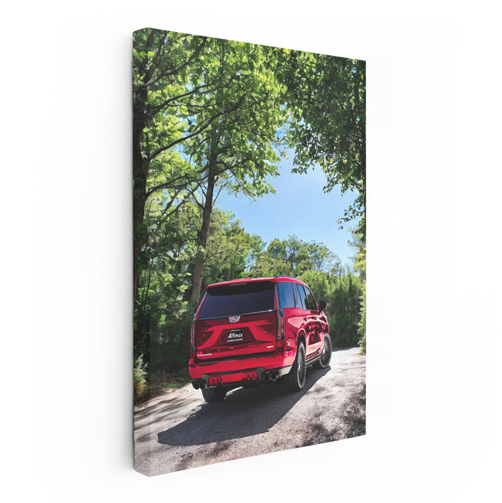 Red Cadillac Escalade V-Series in Nature - Bold Luxury SUV