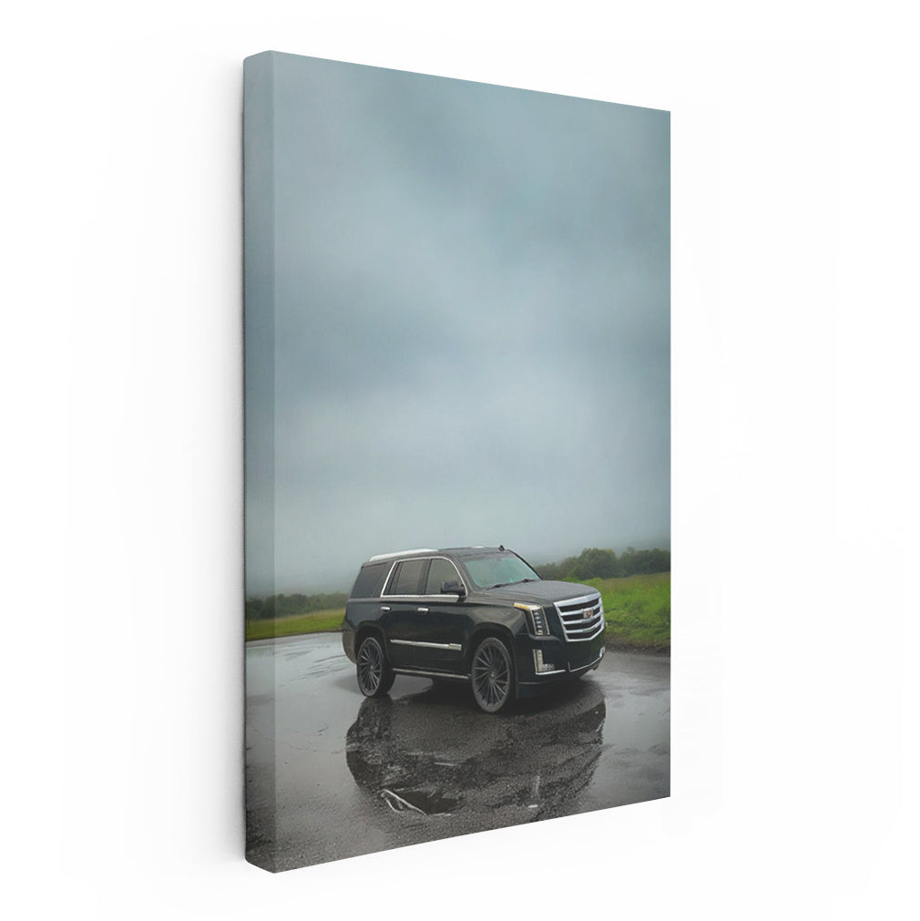 Black Cadillac in Rain - Elegance Meets Power
