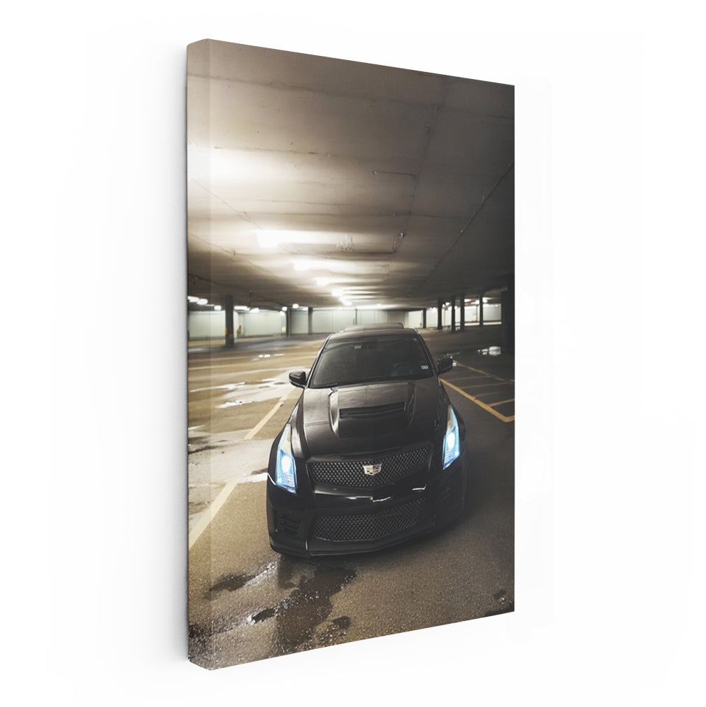 Black Cadillac in Underground Parking - Sleek and Mysterious