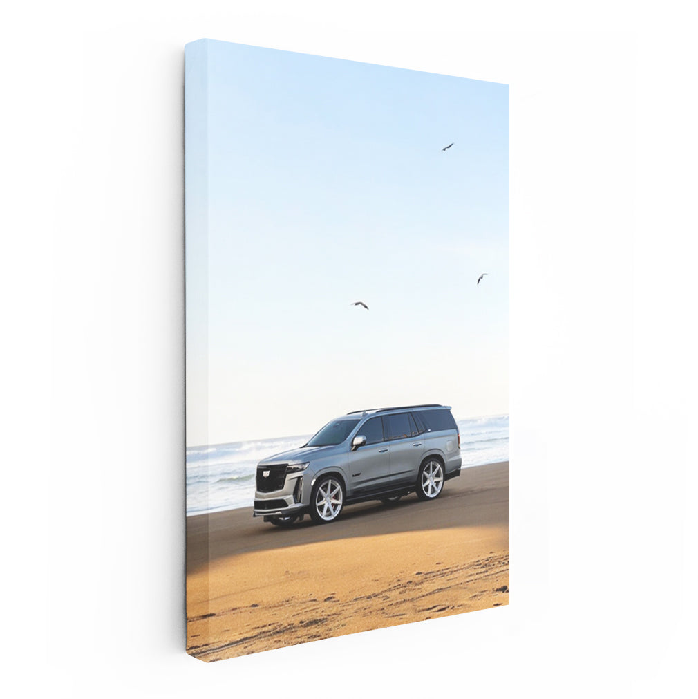 Gray Cadillac on Beach - Sleek and Stylish Ride