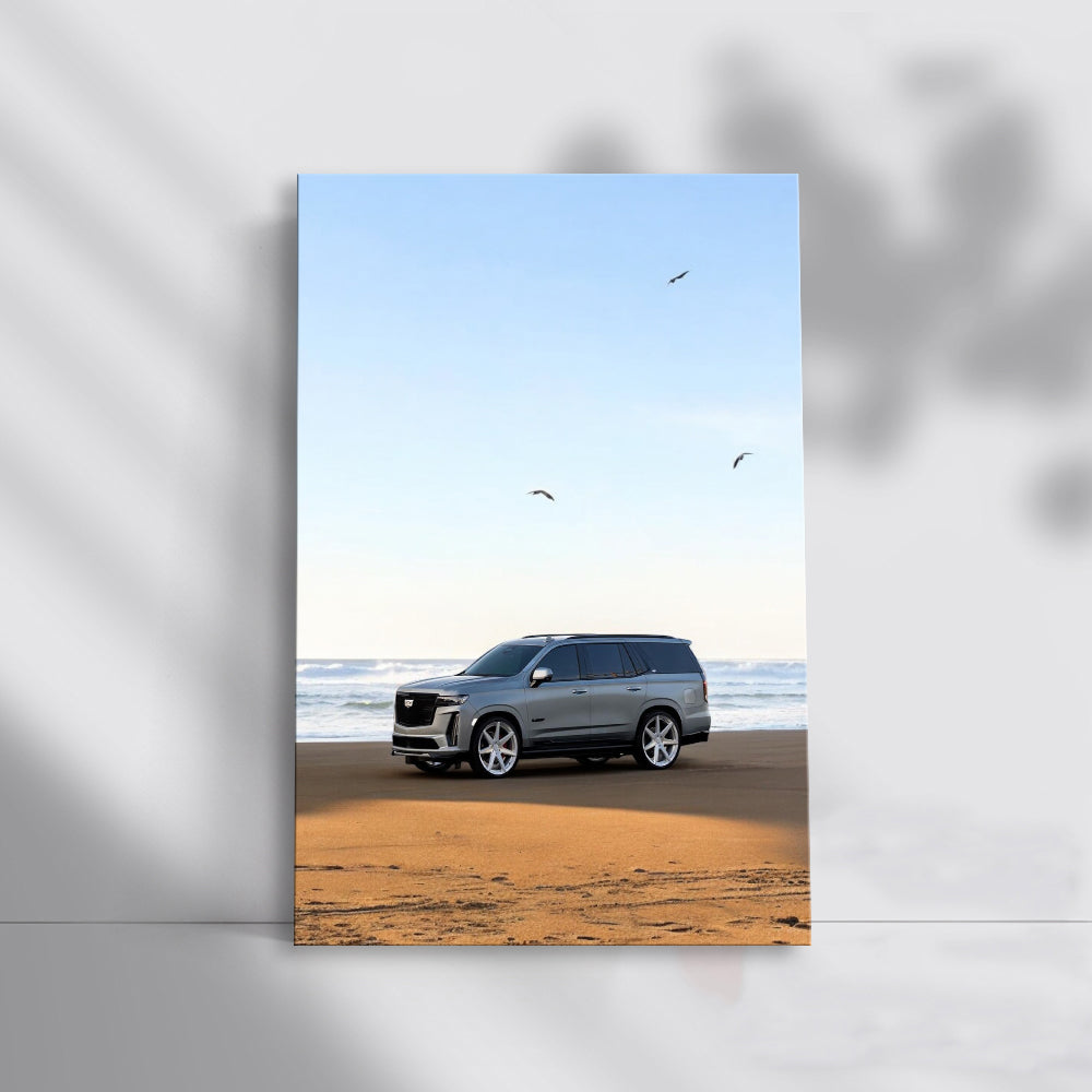 Gray Cadillac on Beach - Sleek and Stylish Ride
